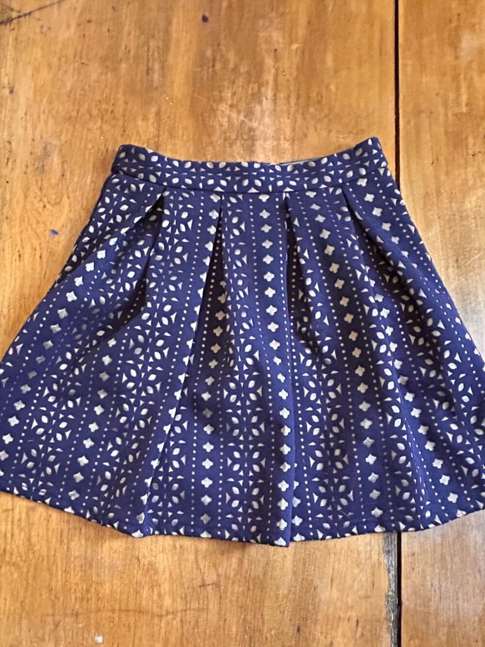 Blue Rain skater skirt, size S, blue cutouts zipper back.